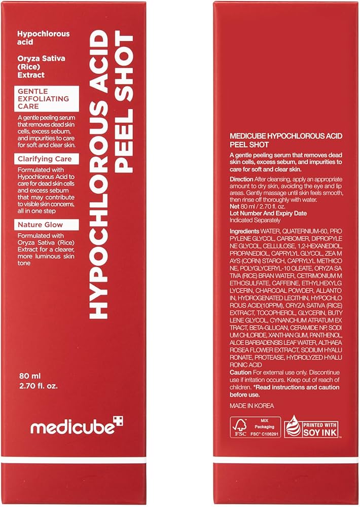medicube Peel Shot with Hypochlorous Acid | Gentle Exfoliating Serum for Dead Skin Cells & Pores, Blackheads & Excess Sebum Control