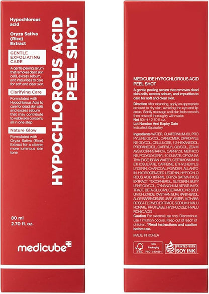 medicube Peel Shot with Hypochlorous Acid | Gentle Exfoliating Serum for Dead Skin Cells & Pores, Blackheads & Excess Sebum Control